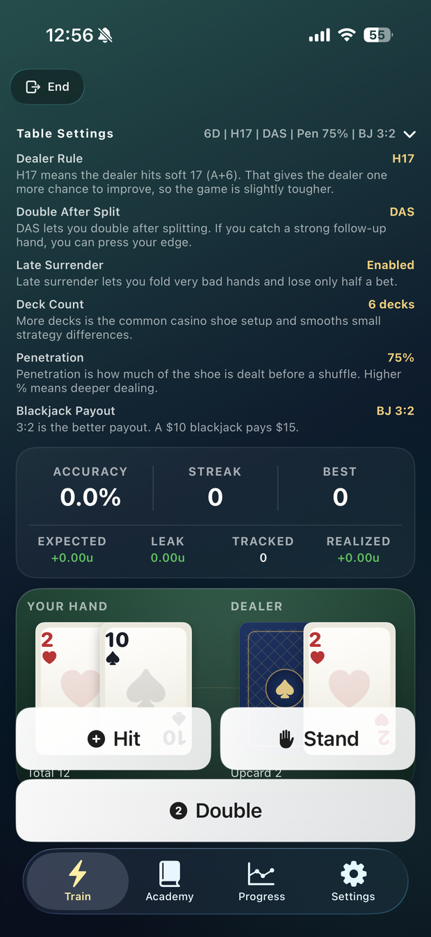BlackJackal table rule explanations for H17, DAS, surrender and penetration